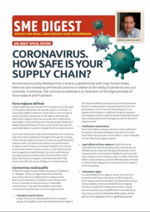 CORONAVIRUS - HOW SAFE IS YOUR SUPPLY CHAIN?